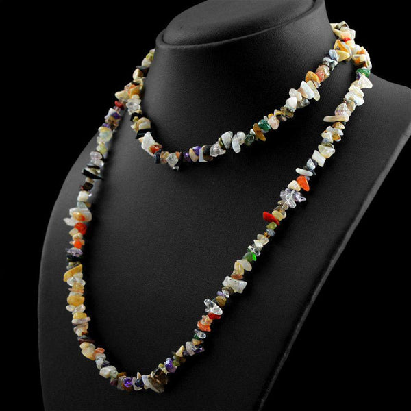 gemsmore:Natural Multicolor Multi Gemstone Necklace Untreated Beads