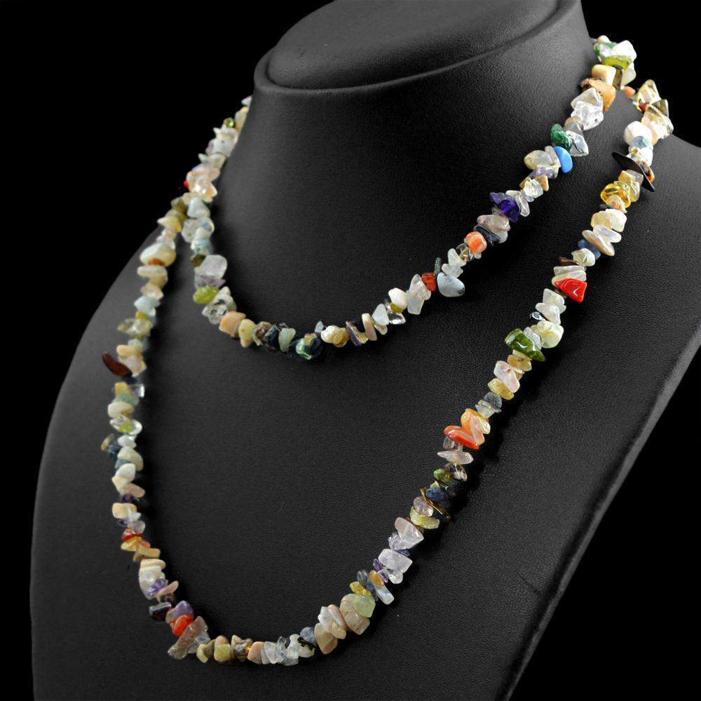 gemsmore:Natural Multicolor Multi Gemstone Necklace Untreated Beads