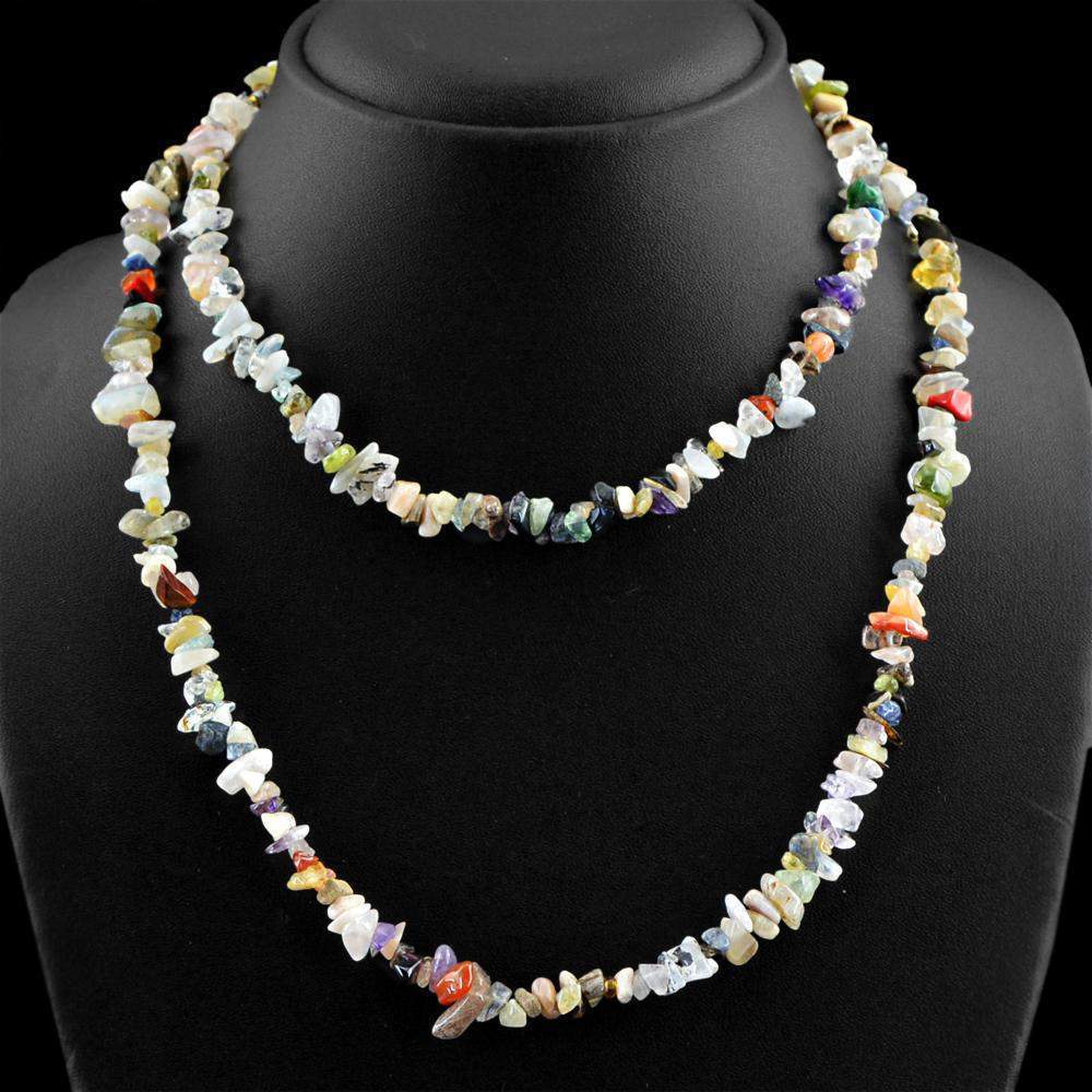 gemsmore:Natural Multicolor Multi Gemstone Necklace Untreated Beads