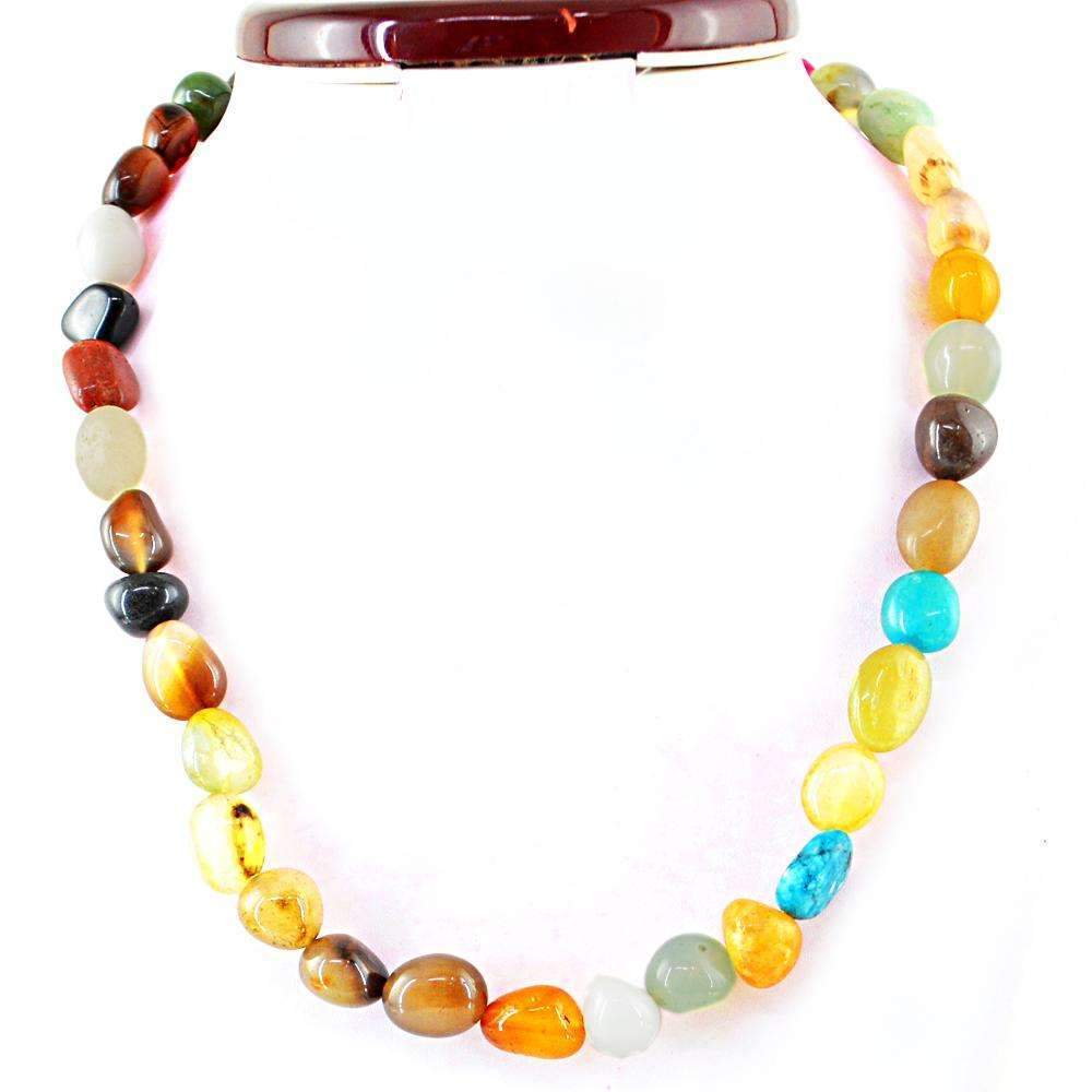 gemsmore:Natural Multicolor Multi Gemstone Necklace Untreated Beads