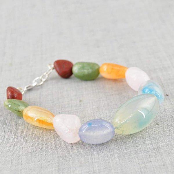 gemsmore:Natural Multicolor Multi Gemstone Unheated Beads Bracelet