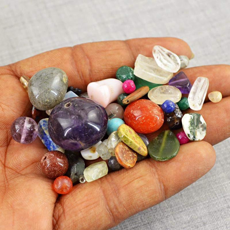 gemsmore:Natural Multicolor Multi Gemstone Untreated Beads Lot