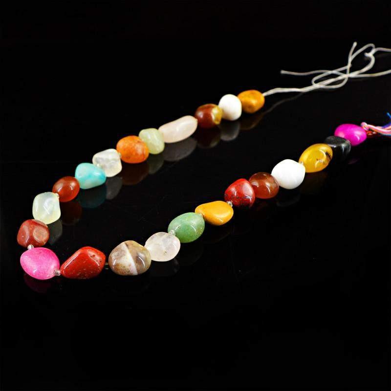 gemsmore:Natural Multicolor Multi Gemstone Untreated Drilled Beads Strand