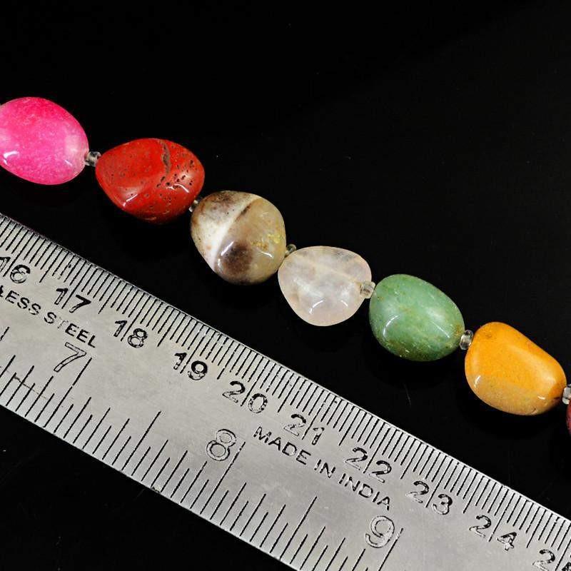 gemsmore:Natural Multicolor Multi Gemstone Untreated Drilled Beads Strand