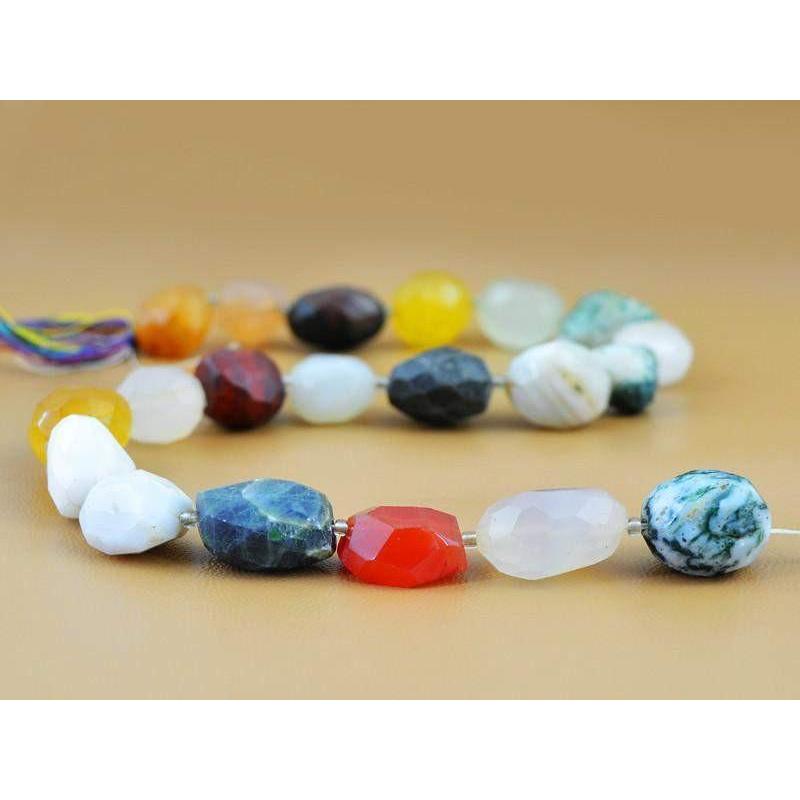 gemsmore:Natural Multicolor Onyx & Agate Drilled Beads Strand