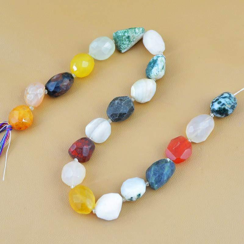 gemsmore:Natural Multicolor Onyx & Agate Drilled Beads Strand