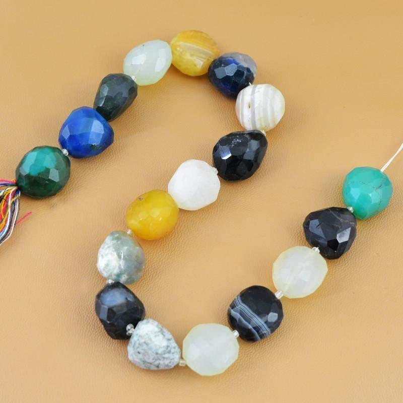 gemsmore:Natural Multicolor Onyx & Agate Faceted Beads Strand