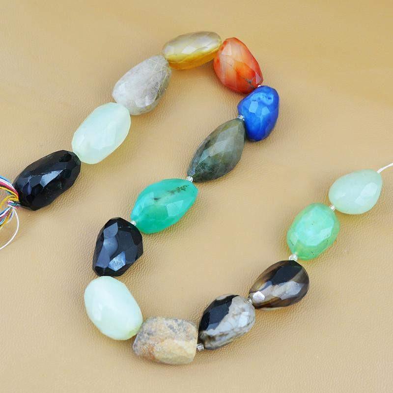 gemsmore:Natural Multicolor Onyx & Agate Faceted Beads Strand