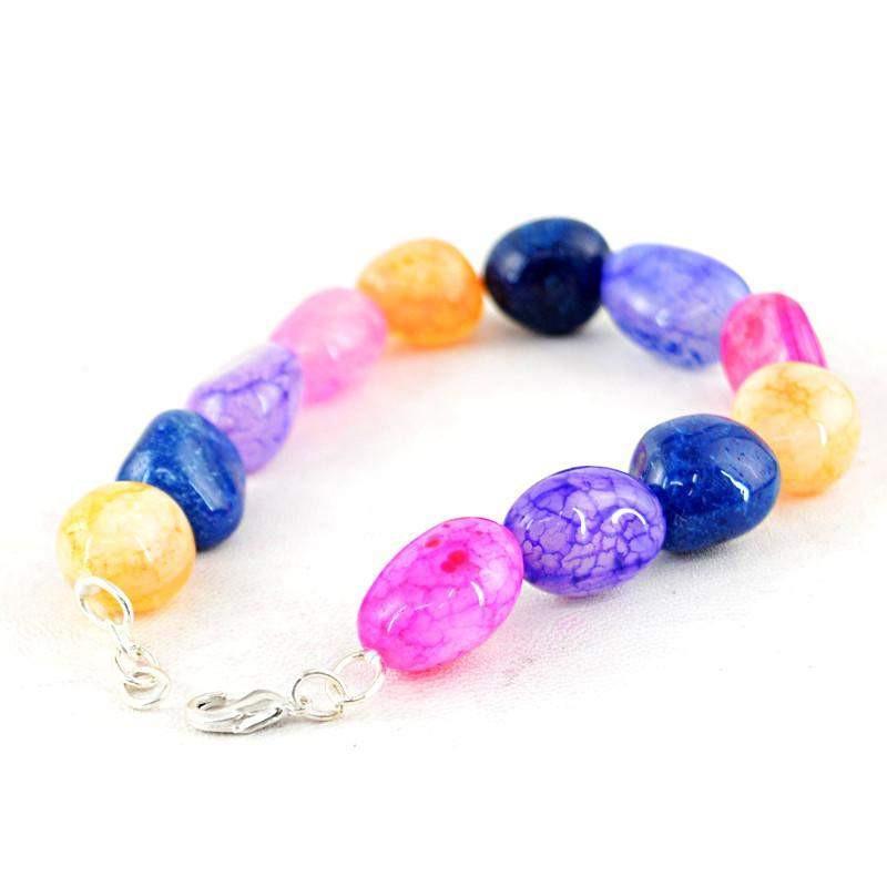 gemsmore:Natural Multicolor Onyx Bracelet Untreated Beads