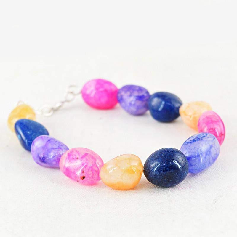 gemsmore:Natural Multicolor Onyx Bracelet Untreated Beads