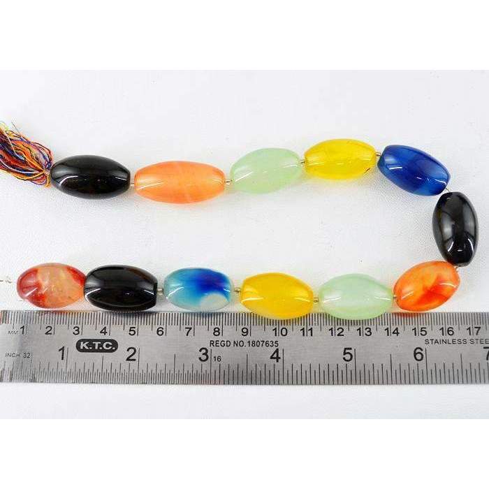 gemsmore:Natural Multicolor Onyx Drilled Beads Strand