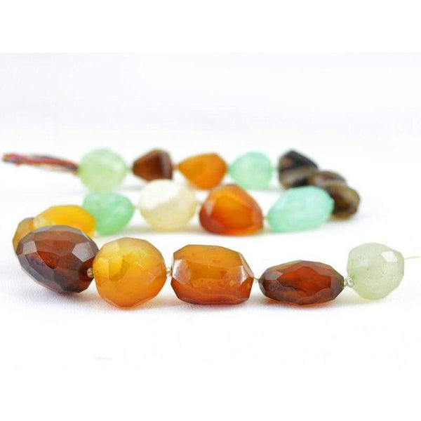 gemsmore:Natural Multicolor Onyx Drilled Faceted Beads Strand