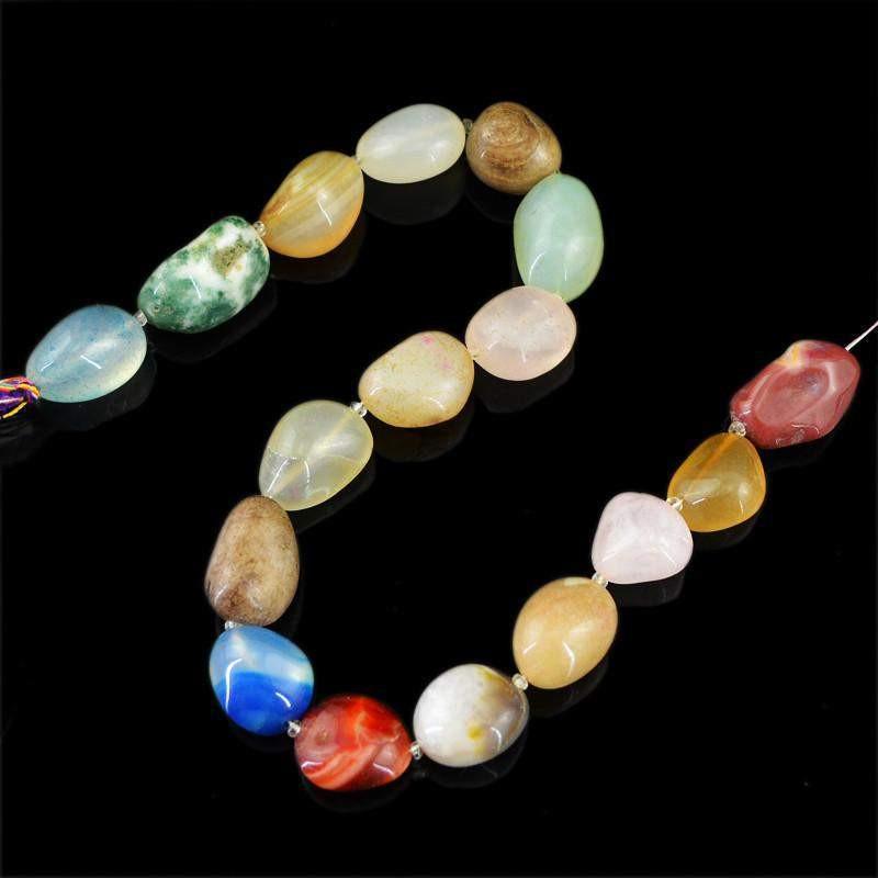 gemsmore:Natural Multicolor Onyx & Jasper Untreated Beads Strand