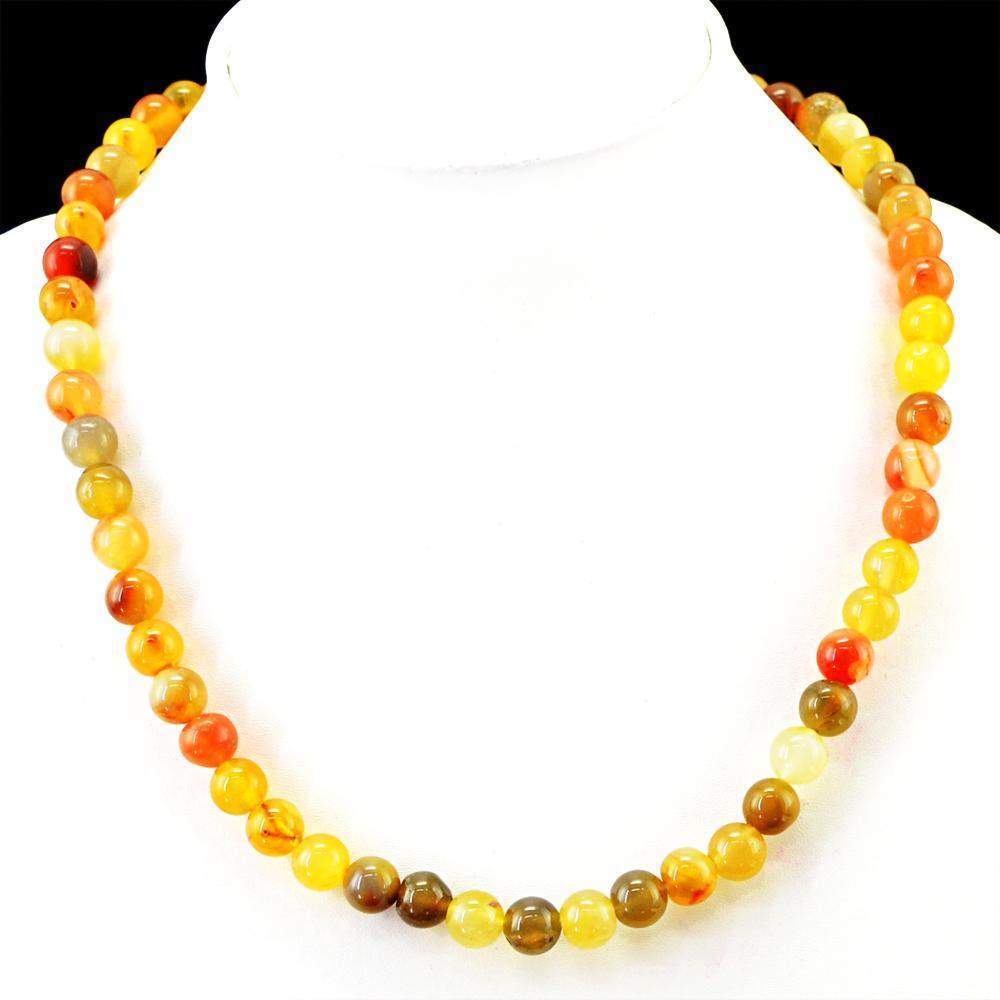 gemsmore:Natural Multicolor Onyx Necklace Round Shape Beads