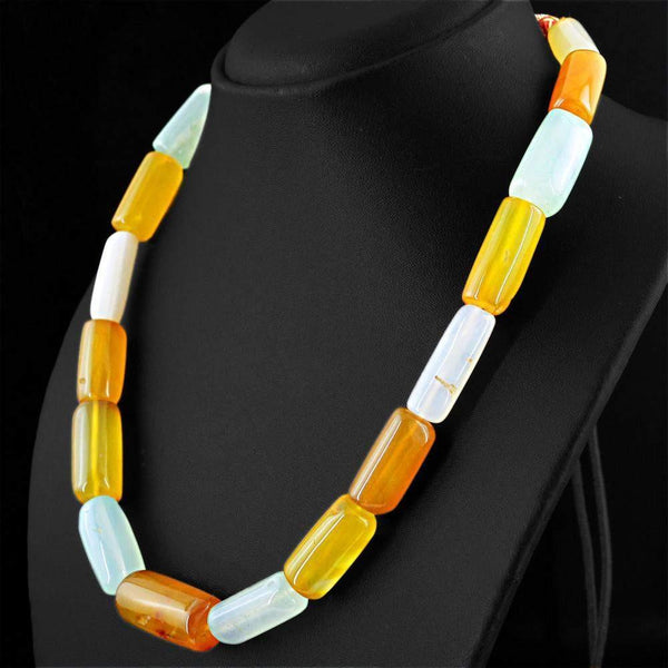 gemsmore:Natural Multicolor Onyx Necklace Single Strand Beads