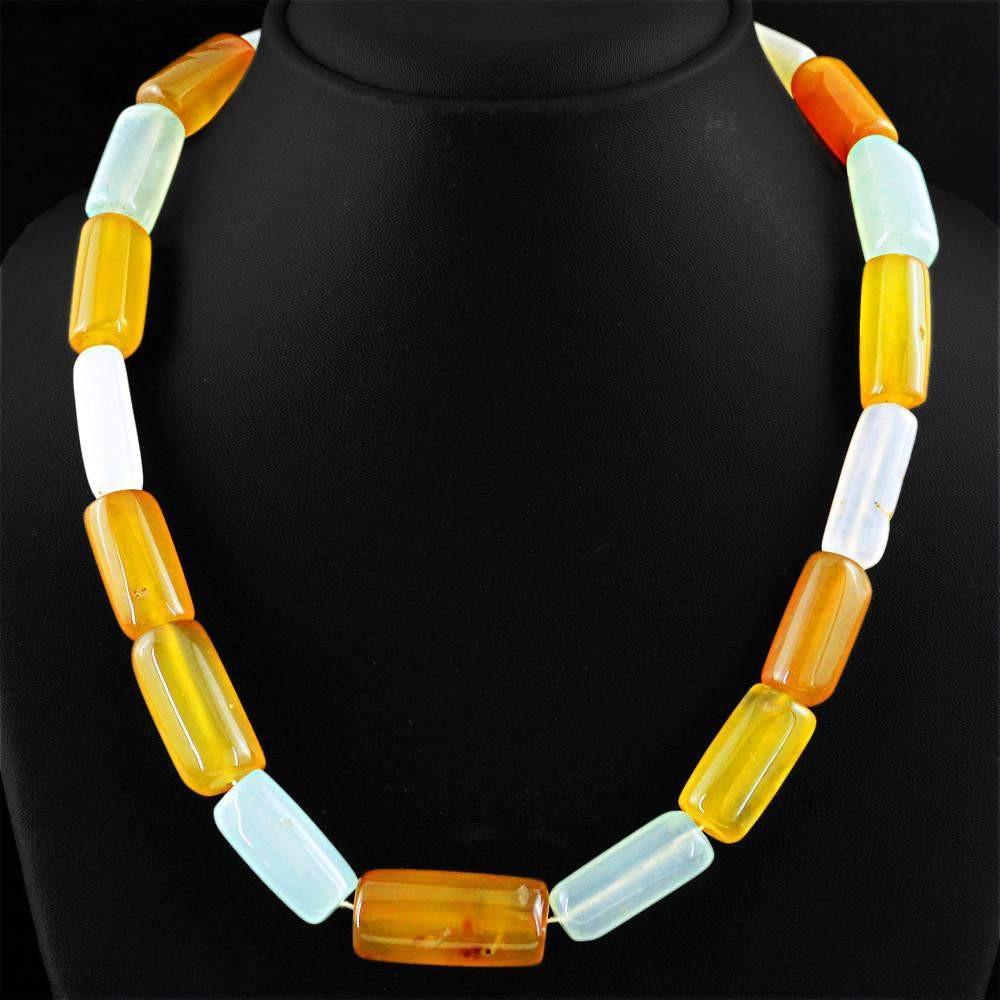 gemsmore:Natural Multicolor Onyx Necklace Single Strand Beads