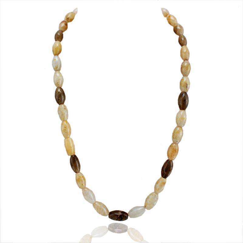 gemsmore:Natural Multicolor Rutile Quartz Necklace Oval Shape Beads
