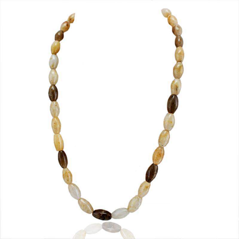 gemsmore:Natural Multicolor Rutile Quartz Necklace Oval Shape Beads