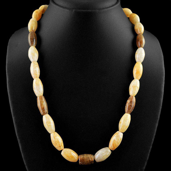 gemsmore:Natural Multicolor Rutile Quartz Necklace Single Strand Unheated Beads