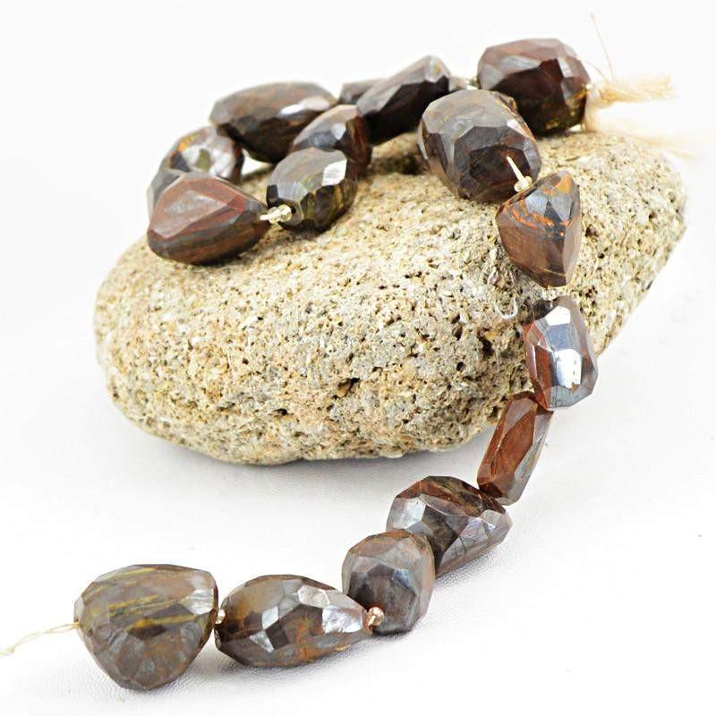 gemsmore:Natural Multicolor Tiger Eye Faceted Drilled Beads Strand