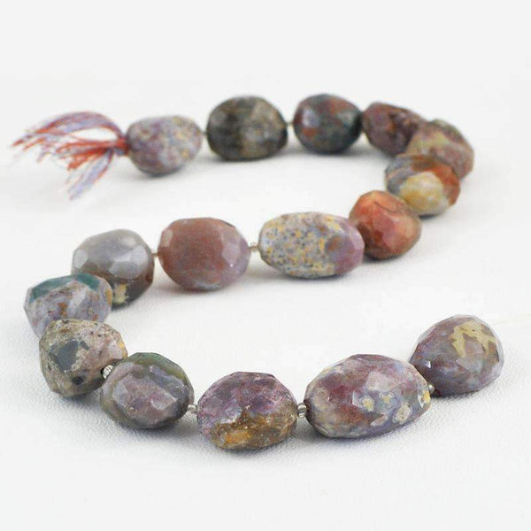 gemsmore:Natural Ocean Jasper Strand Faceted Drilled Beads