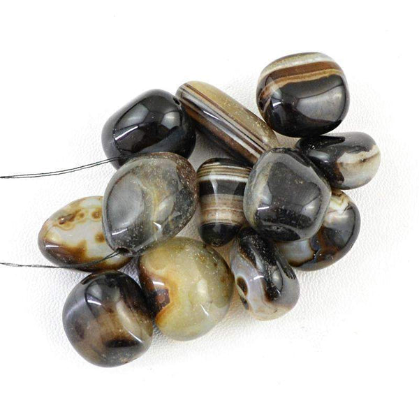 gemsmore:Natural Onyx Beads Lot - Untreated Drilled