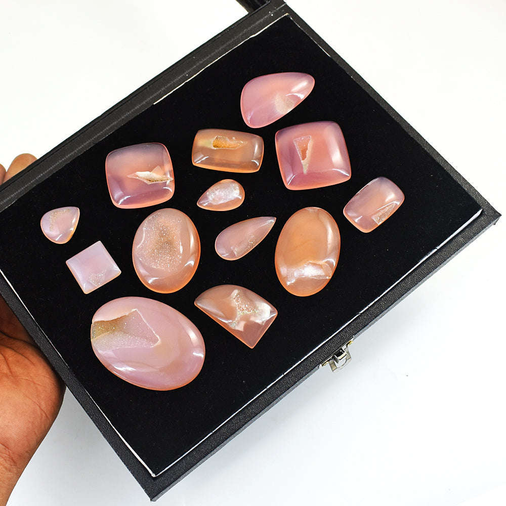 gemsmore:Natural Onyx Druzy Untreated Gemstone Cabochon Lot