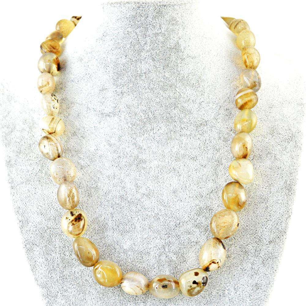 gemsmore:Natural Onyx Necklace - 20 Inches Long Untreated Beads