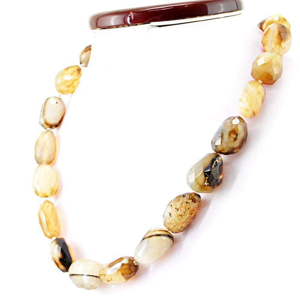 gemsmore:Natural Onyx Necklace 20 Inches Long Untreated Faceted Beads