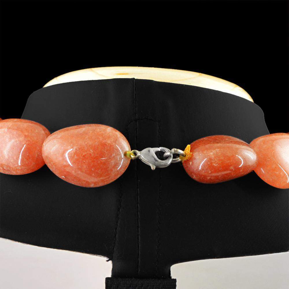 gemsmore:Natural Orange Agate Necklace Single Strand Untreated Beads