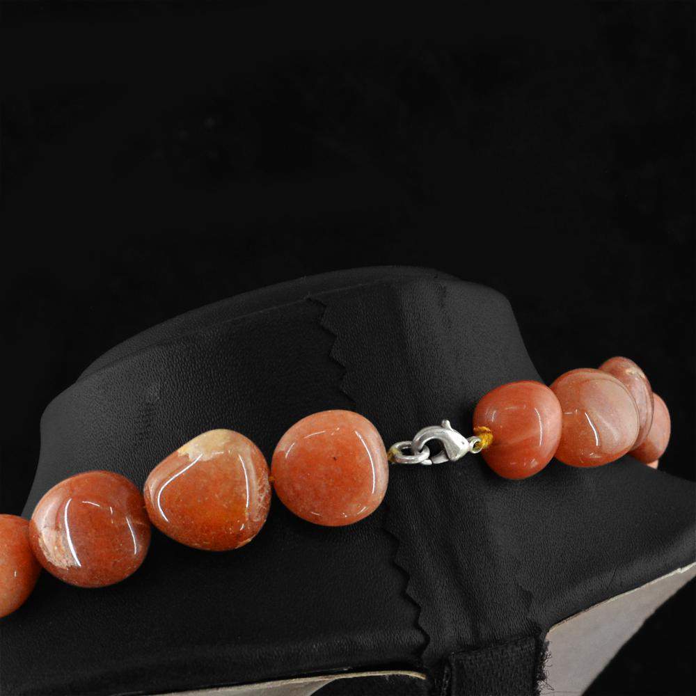 gemsmore:Natural Orange Agate Necklace Untreated Beads