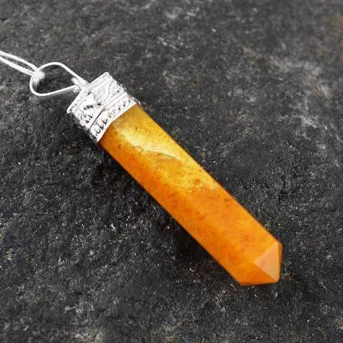 gemsmore:Natural Orange Aventurine AAA Healing Point Pendant