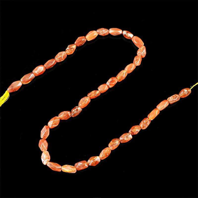 gemsmore:Natural Orange Aventurine Beads Strand - Faceted Drilled