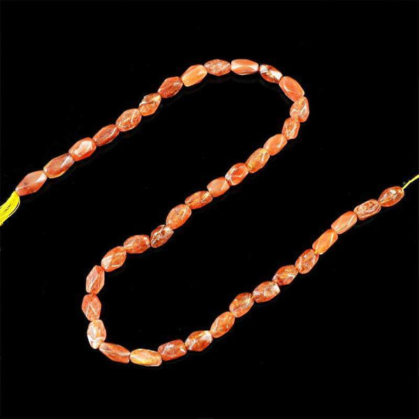 gemsmore:Natural Orange Aventurine Beads Strand - Faceted Drilled