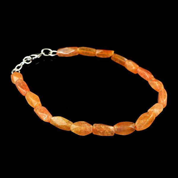 gemsmore:Natural Orange Aventurine Bracelet Faceted Beads