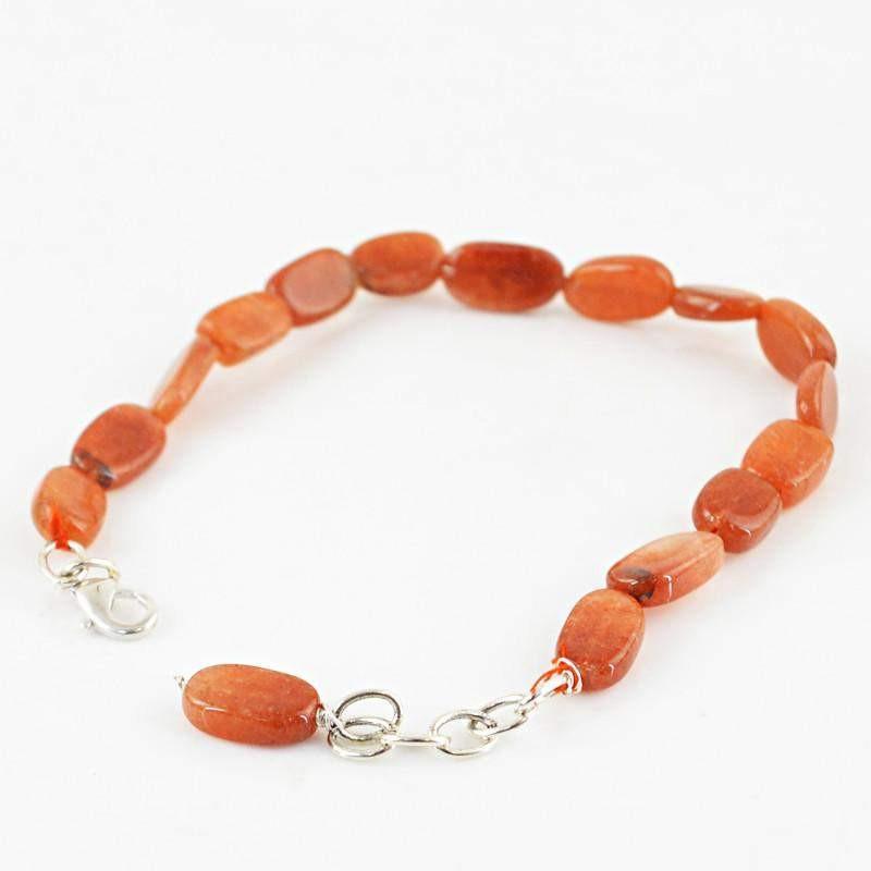 gemsmore:Natural Orange Aventurine Bracelet Oval Shape Unheated Beads
