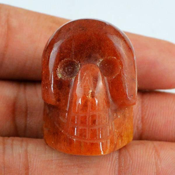 gemsmore:Natural Orange Aventurine Carved Skull Gemstone