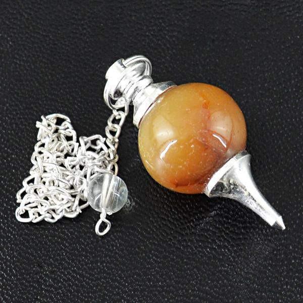 gemsmore:Natural Orange Aventurine Crystal Healing Ball Point Pendulum