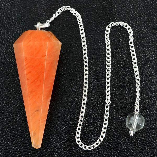 gemsmore:Natural Orange Aventurine Crystal Healing Pendulum