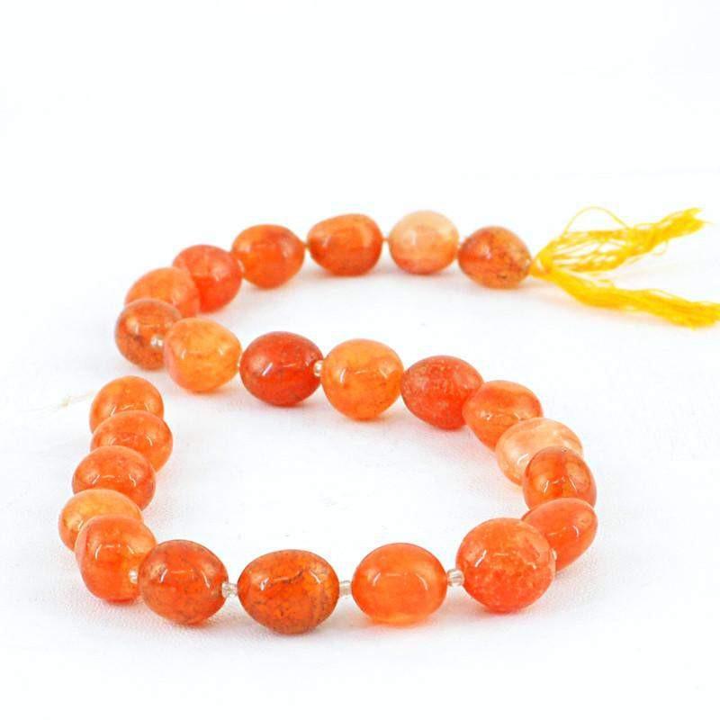 gemsmore:Natural Orange Aventurine Drilled Beads Strand