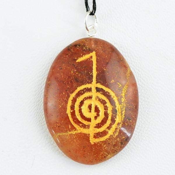 gemsmore:Natural Orange Aventurine Gemstone Chakra Reiki Healing Pendant