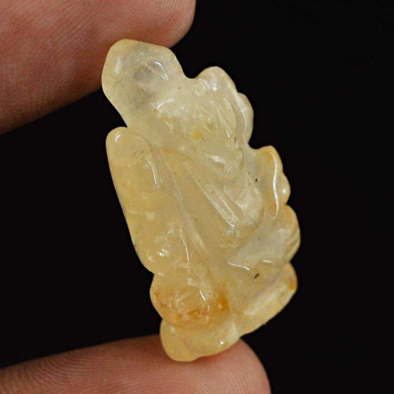 gemsmore:Natural Orange Aventurine Hand Carved Ganesha Gemstone