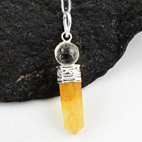 gemsmore:Natural Orange Aventurine Healing Ball Point Pendant