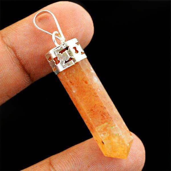 gemsmore:Natural Orange Aventurine Healing Point Pendant