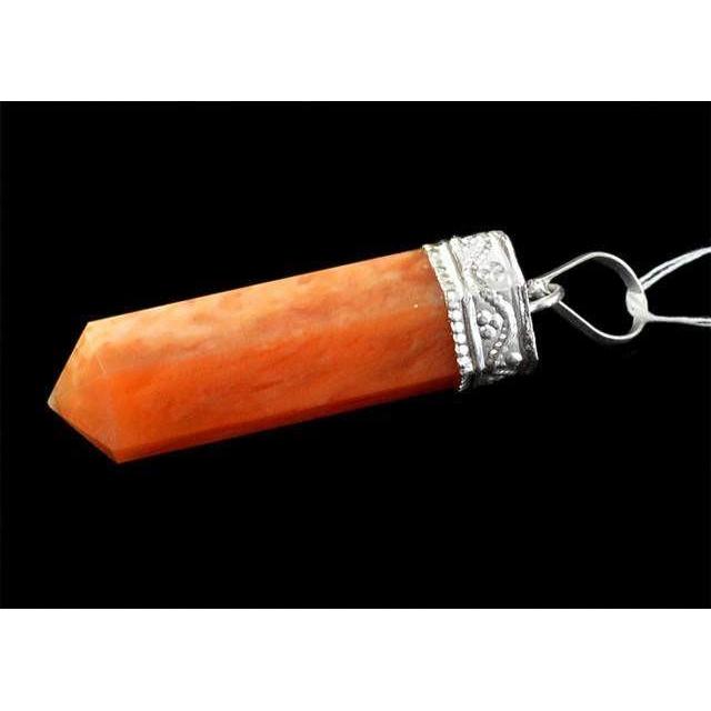 gemsmore:Natural Orange Aventurine Healing Point Pendant