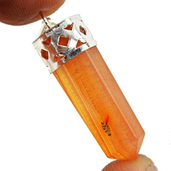 gemsmore:Natural Orange Aventurine Healing Point Pendant