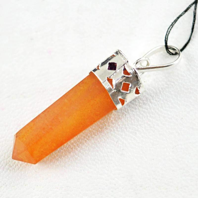 gemsmore:Natural Orange Aventurine Healing Point Pendant