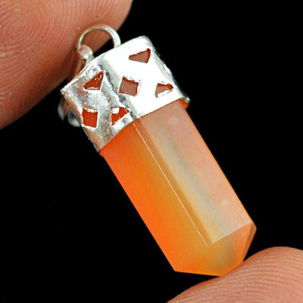 gemsmore:Natural Orange Aventurine Healing Point Pendant