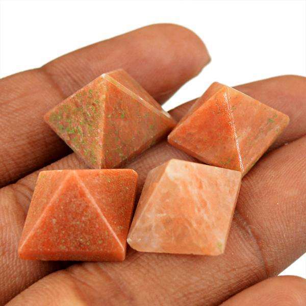 gemsmore:Natural Orange Aventurine Healing Point Pyramid Lot