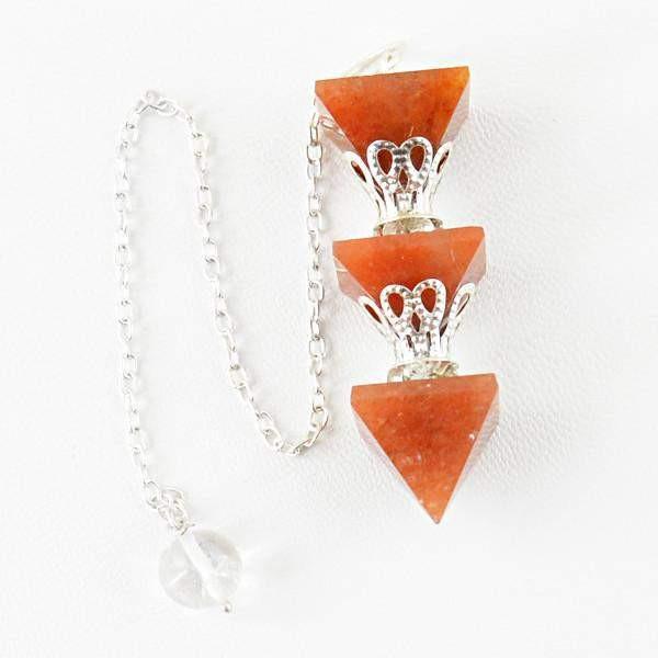 gemsmore:Natural Orange Aventurine Healing Pyramid Pendulum